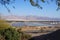 The ponds and highway near Eilat from above, selective focus, purposely blurred