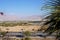 The ponds and highway near Eilat from above, selective focus, purposely blurred