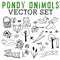 Pondy Animals Vector Set with frogs, deer, ducks, ferns, trees, watermelon, river, and fox