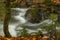 Ponikly creek with flood water after night rain in autumn morning