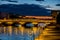 Pont de Bercy with metro in Paris during blue hour in summer