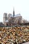 Pont de l Archeveche with love padlocks in Paris