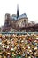 Pont de l Archeveche with love padlocks in Paris