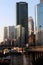 Pont de Neuilly bridge and La defense Paris business buildings in france