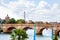 Pont des Invalides bridge in Paris and Eifel tower France