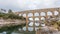 Pont du Gard - ancient roman aqueduct in southern France panoramic time lapse video