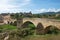 Pont Vell The Old Bridge and the fortress of Montblanc town, Spain