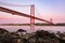 Ponte 25 de Abril Bridge Famous Architectural Sight Lisbon Portugal Landscape