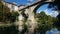 Ponte del Diavolo in Natisone river in Cividale del Friuli in Udine in Italy in Autumn