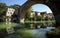 Ponte della Concordia or Diocleziano, ancient Roman bridge over the river Metauro. Fossombrone, province Pesaro and Urbino, Marche