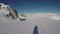 Ponte di Legno, Tonale, Ital. Alpine skiing footage, ski helmet point of view. Downhill from the ski slopes