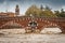 Ponte Pietra - Stone bridge and Adige river in flood - Verona Italy