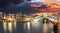 Ponte Rialto and gondola at sunset in Venice, Italy