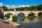 Ponte Sant`Angelo, Saint Angel Bridge, known as Aelian Bridge or Pons Aelius over Tiber with gull bird in Rome in Italy