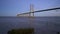 Ponte Vasco da Gama Bridge view near the Rio Tejo river at sunset