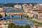 Ponte Vecchio Bridge Reflections Arno River Florence Tuscany Italy