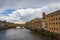 The Ponte Vecchio, a medieval stone closed-spandrel segmental arch bridge over the Arno River