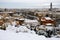 Ponte Vecchio or Old Bridge Florence Italy with snow panorama Tuscany