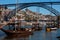 Ponti di don Luis 1 bridge and port wine boats, Porto