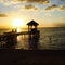 Pontoon on The Mauritius beach at sunset