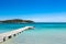 Pontoon in the turquoise water of Rondinara beach in Corsica I