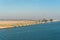 Pontoons on the shore of Suez Canal in Egypt