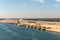 Pontoons on the shore of Suez Canal in Egypt