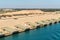 Pontoons on the shore of Suez Canal in Egypt