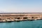 Pontoons on the shore of Suez Canal in Egypt