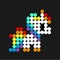 Pony horse. Pixel unicorn rainbow image