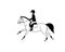 Pony and young rider, black and white vector