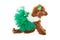Poodle dog wearing green dress
