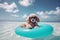 Poodle Perfection: A Beautiful Dog in Shades Relaxing on a Float by the Ocean - Generative AI