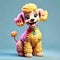 Poodle puppy dog artistic colors smiling face
