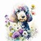 poodle watercolor clipart on white background