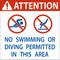 Pool Attention Sign No Swimming Or Diving Permitted In This Area