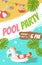 Pool beach party flyer poster vector template