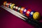 Pool Billiard Balls on Red felt table Dramatic shadowed