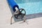 Pool blue bubble cover winder swimming detail steering wheel