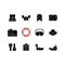 Pool floats and water safety equipment black glyph icons set on white space