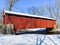 Pool Forge Covered Bridge in winter, and historically located in Lancaster County, Pennsylvania