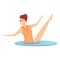 Pool gymnastics icon cartoon vector. Synchronized swim