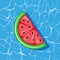 Pool infantable watermelon piece mattress place on water texture.
