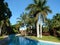 Pool landscape at a Caribbean tropical resort.