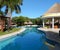 Pool landscape at a Caribbean tropical resort.