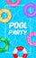 Pool party banner with Swimming pool summer background.