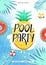 Pool party invitation. Summer vacation. Inflatable swimming pool rings.
