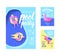 Pool Party Poster, Banner, Invitation. Summer Brochure with Inflatable Pink Flamingo, Floats in Water. Flyer Beach Party