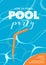 Pool party poster with straw in the swimming pool vector illustration