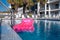 Pool and pink air mattress